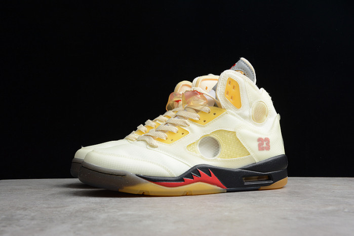 OFW Air Jordan 5 Sail Fire Red DH8565-100