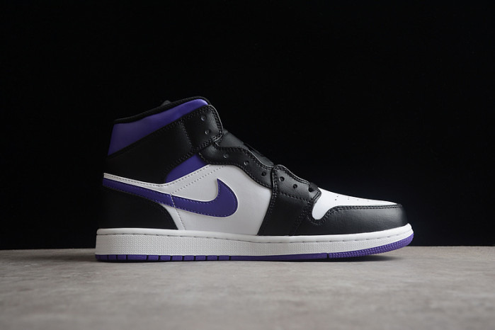 AIR JORDAN 1 MID WHITE BLACK PURPLE 554724-095