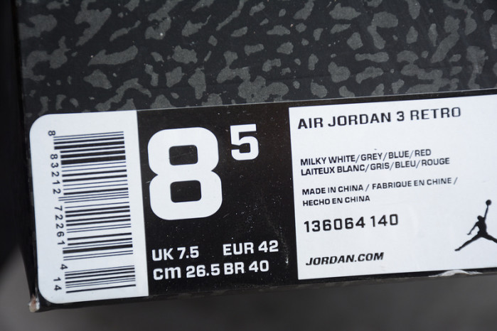 AIR JORDAN 3 RETRO "CHARITY GAME" sail red mens 136064-140