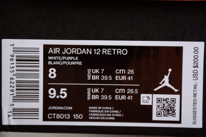 AIR JORDAN 12 RETRO WHITE AND PURPLE