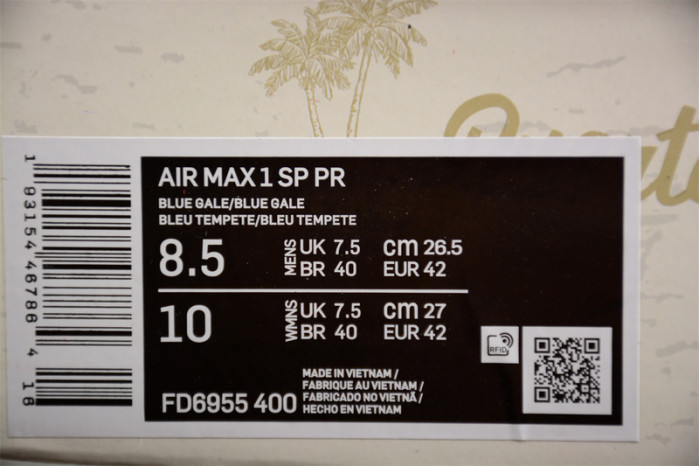 NIKE AIR MAX 1 PUERTO RICO BLUE GALE FD6955-400